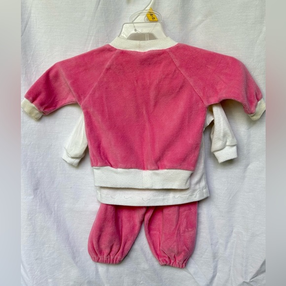 Vintage Hand Made Pink Velour Tracksuit and Long Sleeve size 18 mos Pink Balloon - Picture 7 of 8